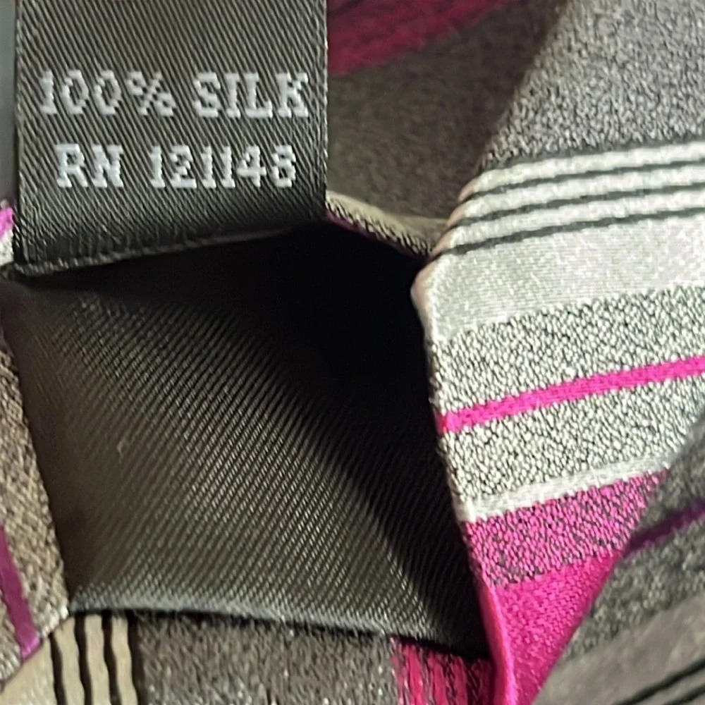 Kenneth Cole Reaction striped pink purple silk tie - Picture 6 of 8
